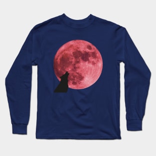 super pink moon wolf Long Sleeve T-Shirt